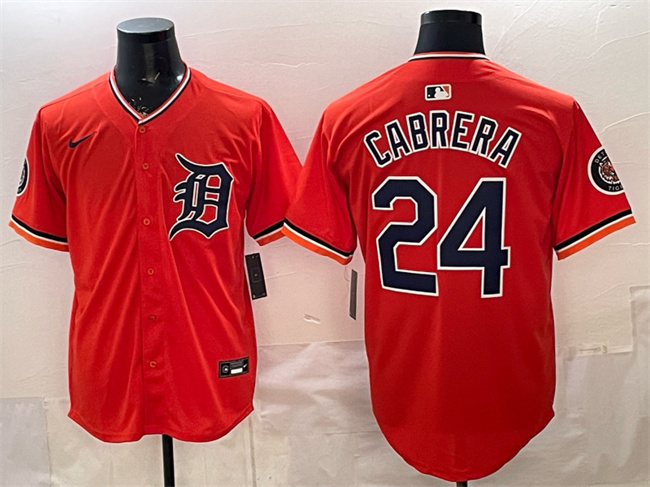Men's Detroit Tigers #24 Miguel Cabrera Orange 2026 Alternate Vapor Premier Limited Stitched Baseball Jersey